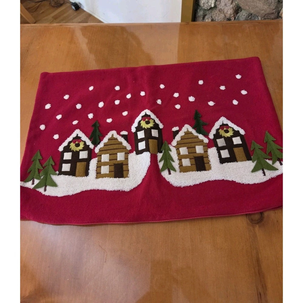 Crate And Barrel Winter Solstice Red Christmas Pillow Cover 26x24 Soft
